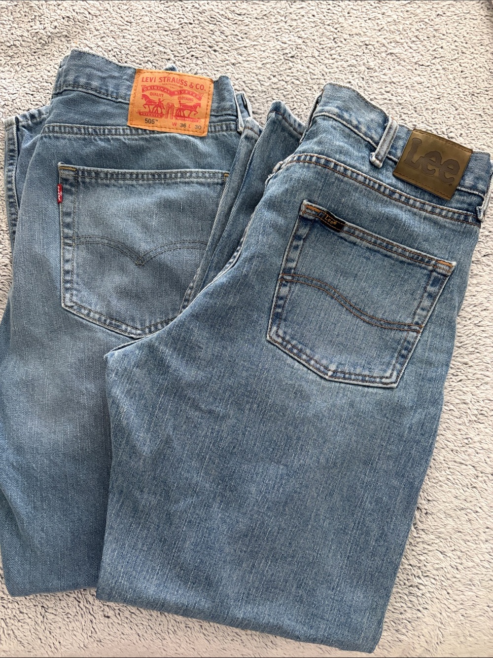 Levi's Light Blue Straight Men's Jeans AND Lee Straight Leg Jeans